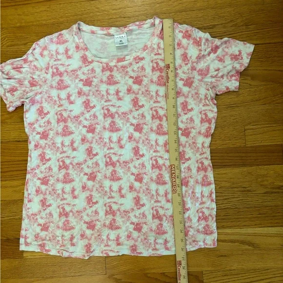 Serra Shirt Women’s XL Pink White Tie Dye Short Sleeve Top Round Neck Casual - Picture 5 of 5
